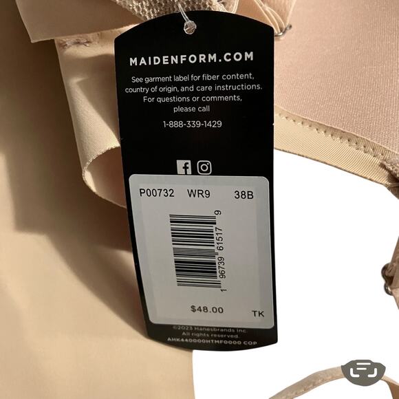 Maidenform Womens Bra Size 38B Push Up Seamless Underwire Lace Padded P00732 - Picture 8 of 9